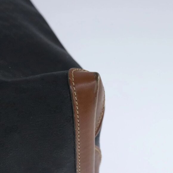 GUCCI Micro GG Canvas Hand Bag PVC Leather Black Brown Auth ep6684 - Picture 5 of 16